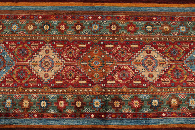 8x10 Brown and Multicolor Tribal Rug