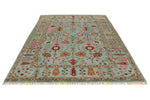 7x10 Light Blue and Multicolor Turkish Tribal Rug