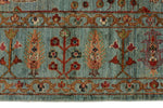 7x10 Light Blue and Multicolor Turkish Tribal Rug