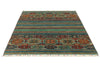 5x7 Green and Multicolor Tribal Rug