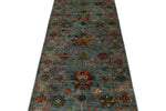 3x9 Blue and Multicolor Turkish Tribal Runner