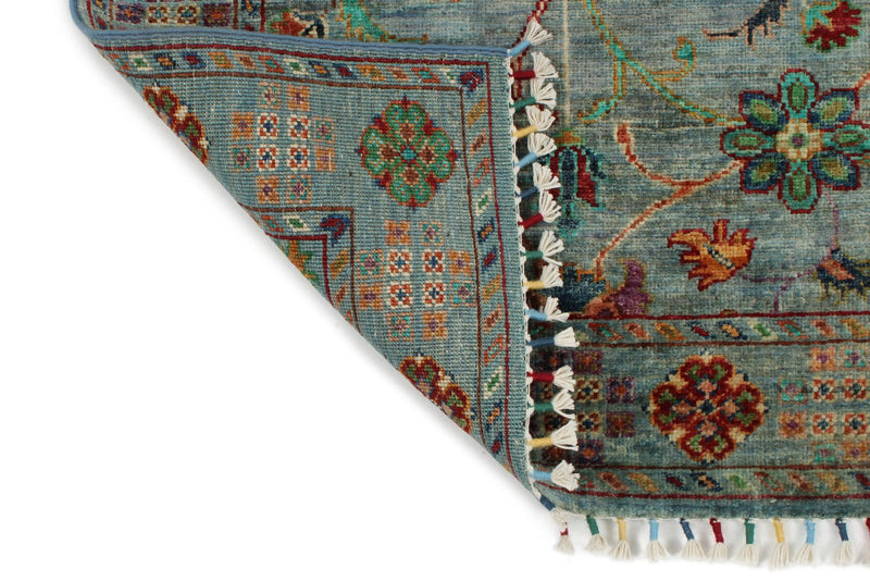 3x9 Blue and Multicolor Turkish Tribal Runner