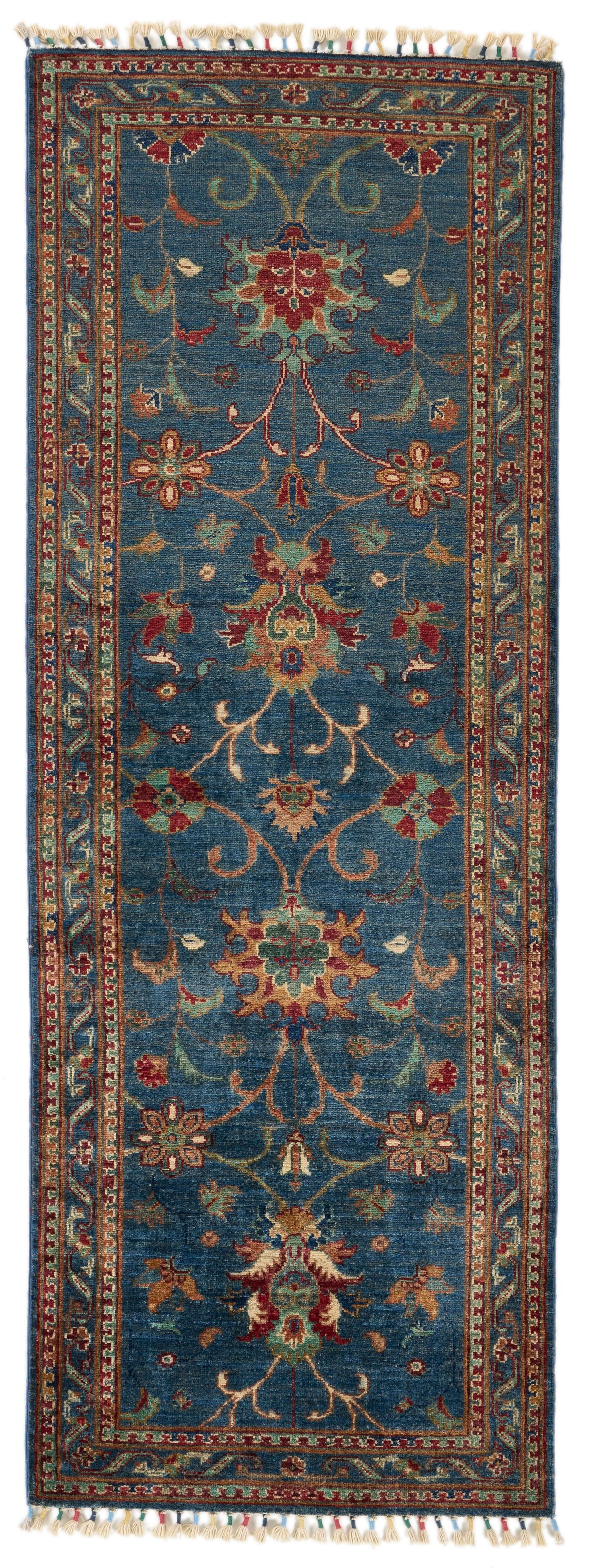 3x7 Light Blue and Multicolor Turkish Tribal Runner