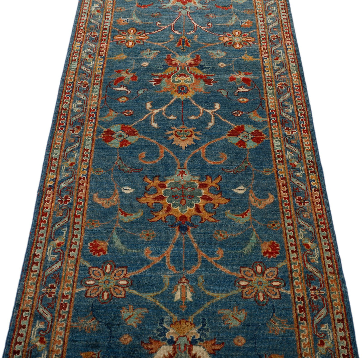3x7 Light Blue and Multicolor Turkish Tribal Runner