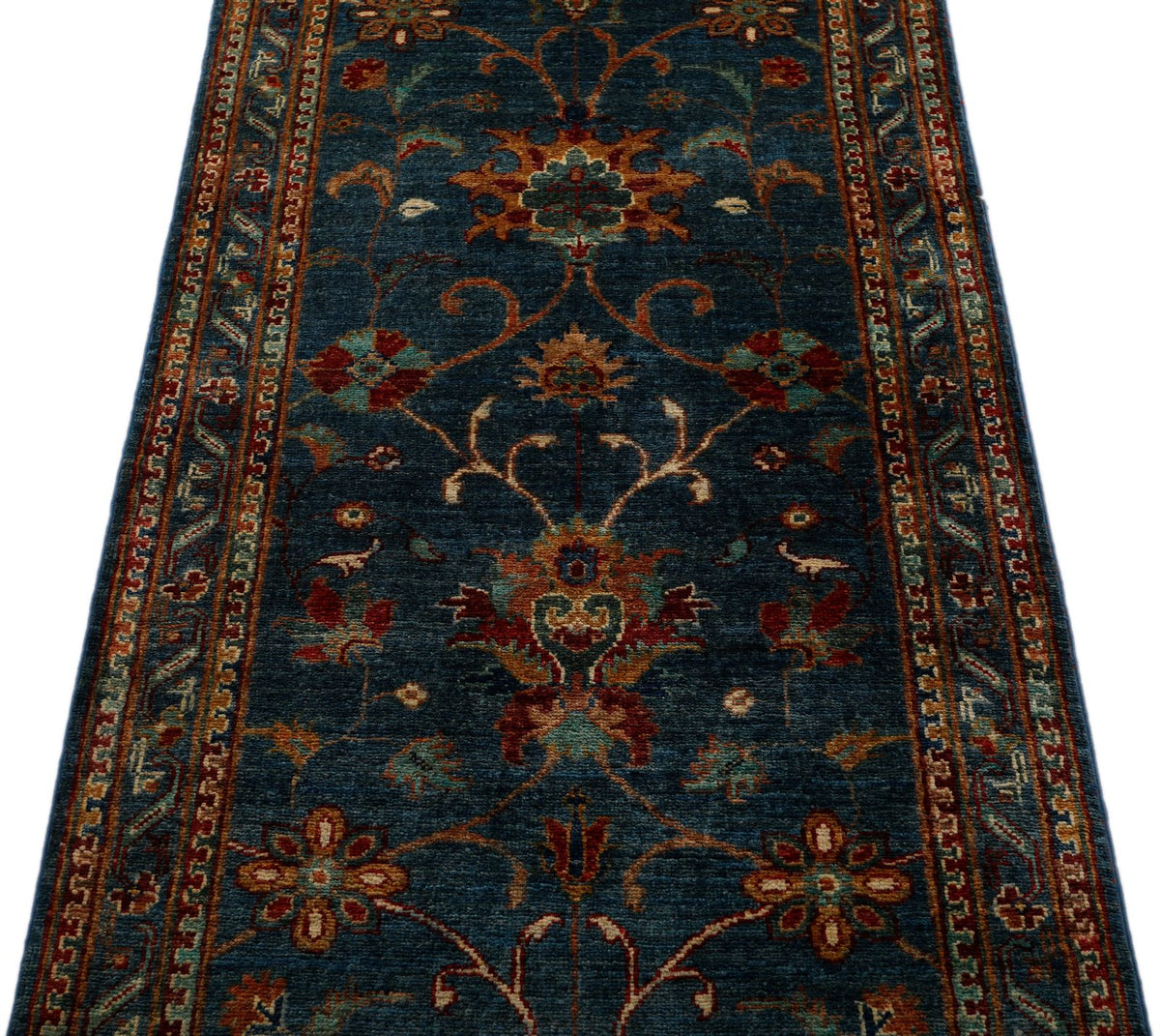 3x7 Light Blue and Multicolor Turkish Tribal Runner