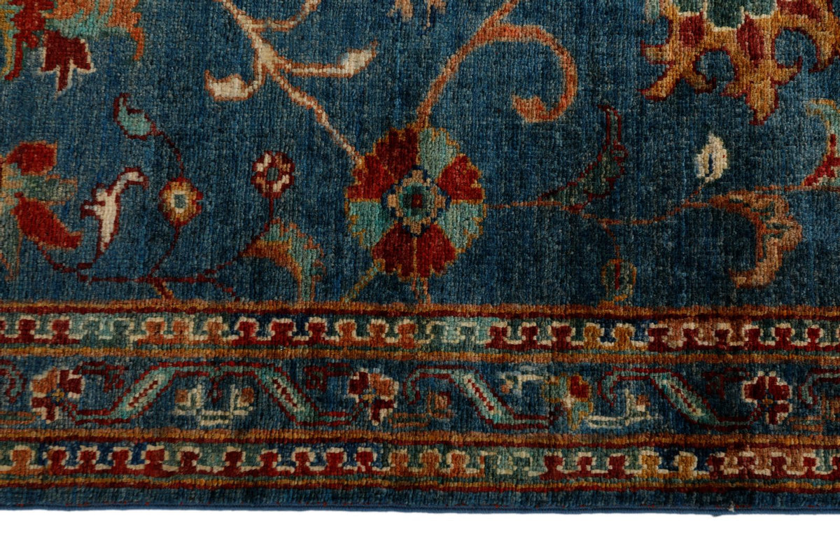 3x7 Light Blue and Multicolor Turkish Tribal Runner
