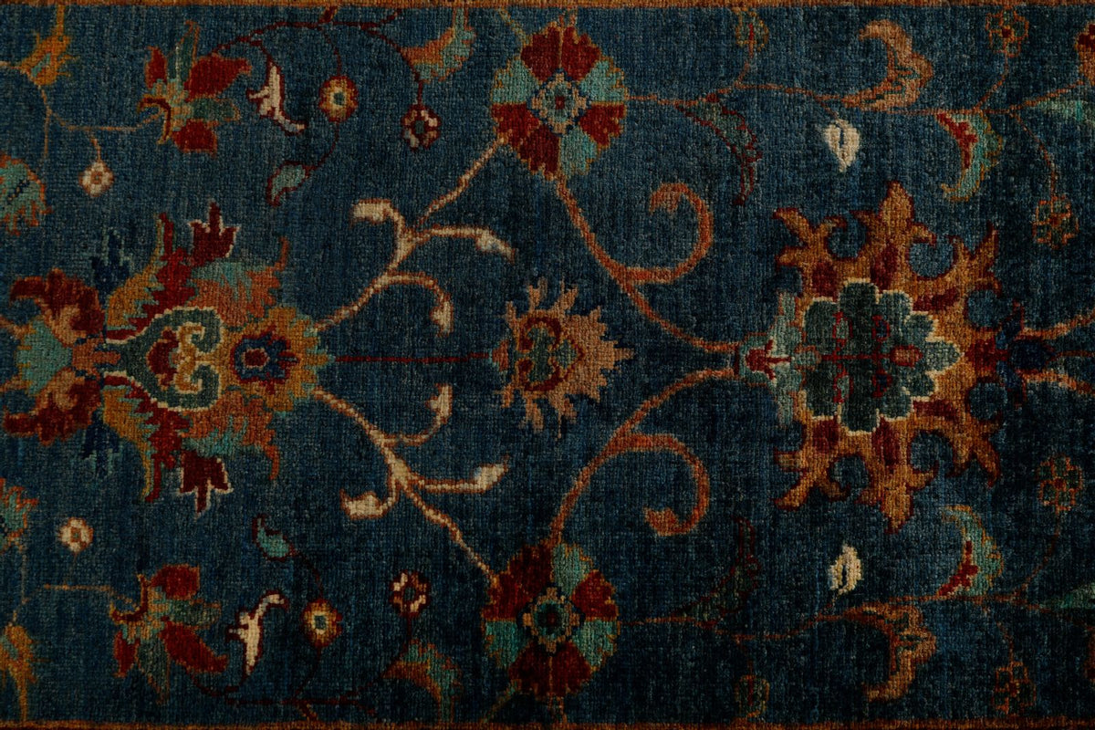 3x7 Light Blue and Multicolor Turkish Tribal Runner
