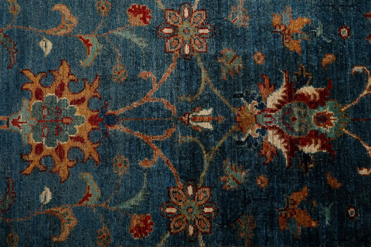 3x7 Light Blue and Multicolor Turkish Tribal Runner