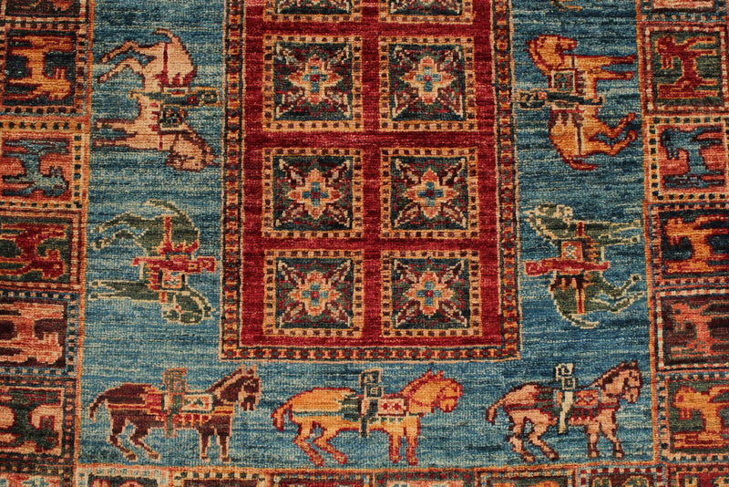 3x9 Multicolor and Light Blue Anatolian Traditional Runner