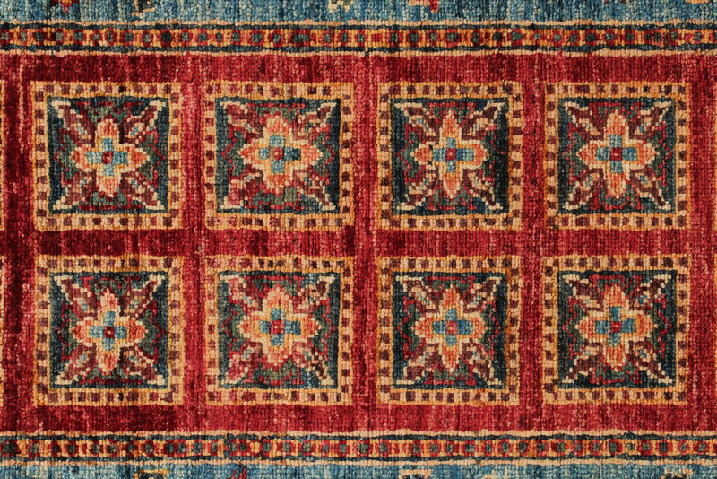 3x9 Multicolor and Light Blue Anatolian Traditional Runner