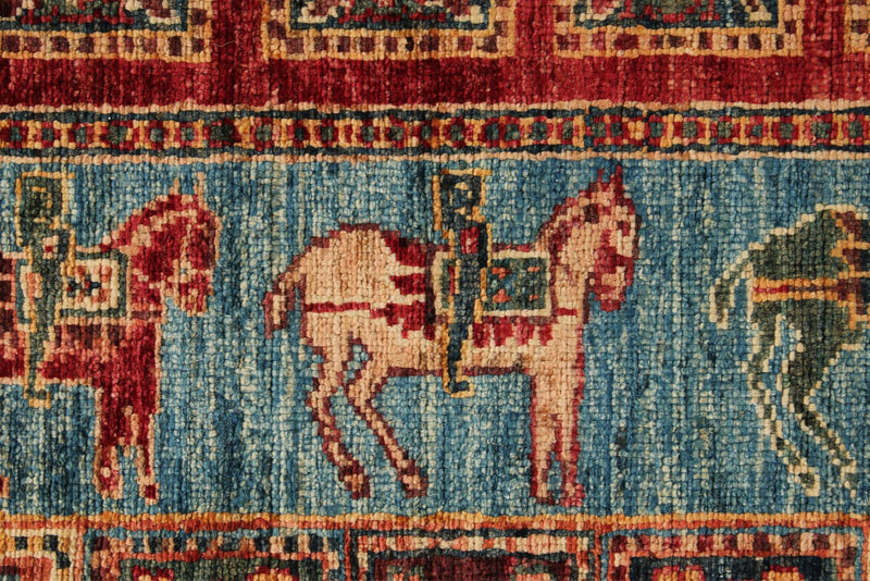 3x9 Multicolor and Light Blue Anatolian Traditional Runner