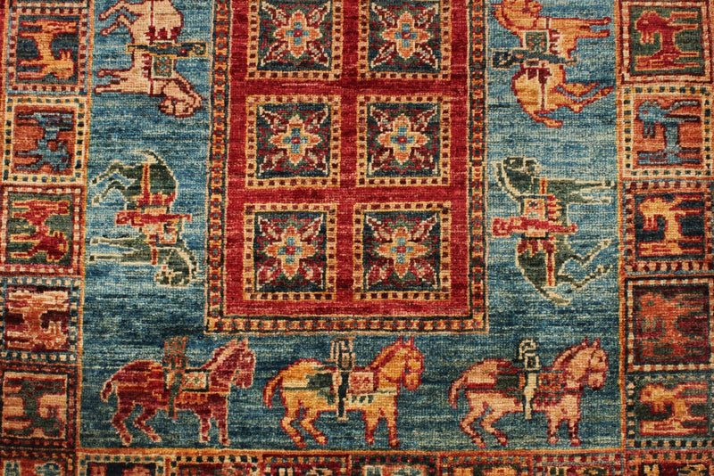 3x9 Multicolor and Light Blue Anatolian Traditional Runner