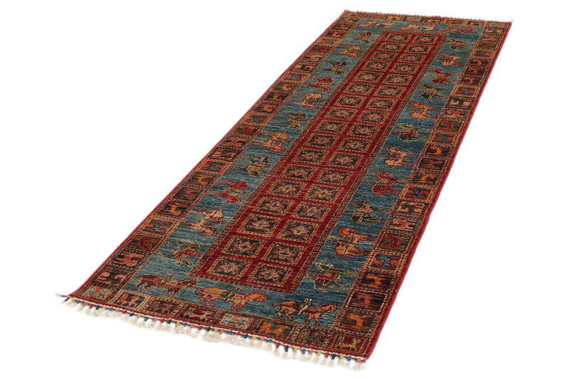 3x9 Multicolor and Light Blue Anatolian Traditional Runner