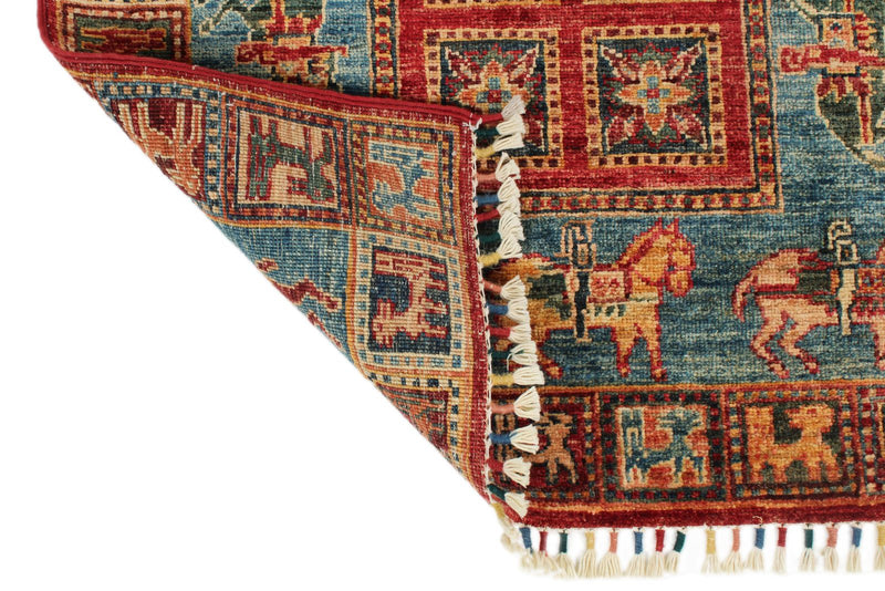 3x9 Multicolor and Light Blue Anatolian Traditional Runner