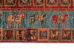 3x9 Multicolor and Light Blue Anatolian Traditional Runner