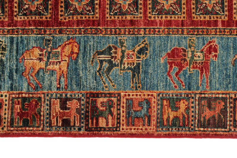 3x9 Multicolor and Light Blue Anatolian Traditional Runner
