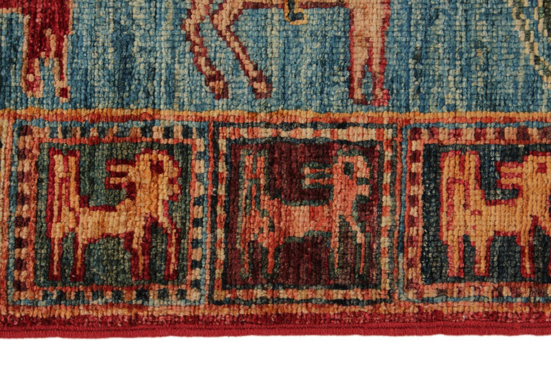 3x9 Multicolor and Light Blue Anatolian Traditional Runner