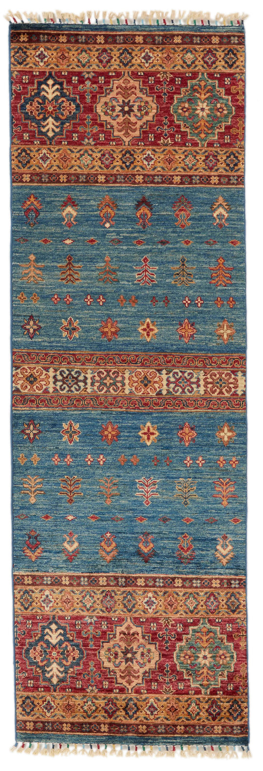 2x7 Light Blue and Multicolor Tribal Runner