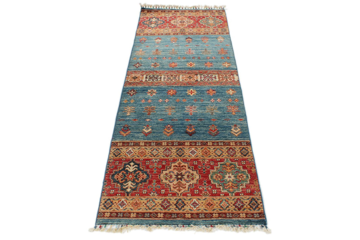 2x7 Light Blue and Multicolor Tribal Runner