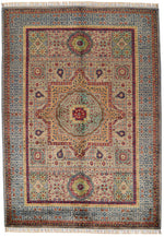 6x8 Light Camel and Multicolor Turkish Tribal Rug