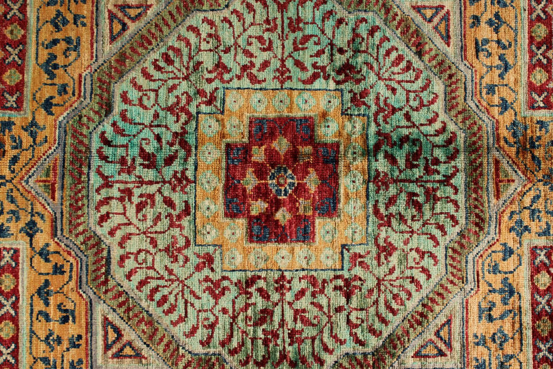 6x8 Light Camel and Multicolor Turkish Tribal Rug