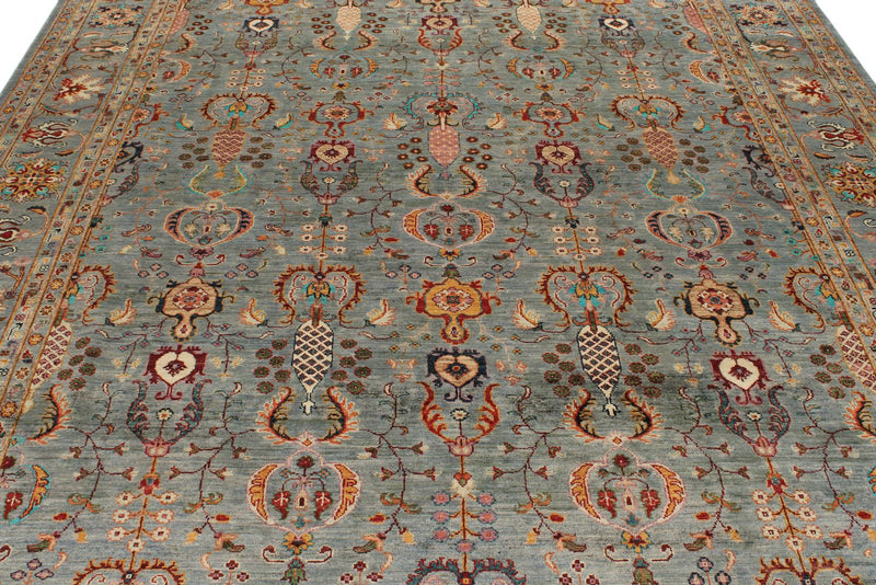 8x10 Gray and Multicolor Turkish Tribal Rug