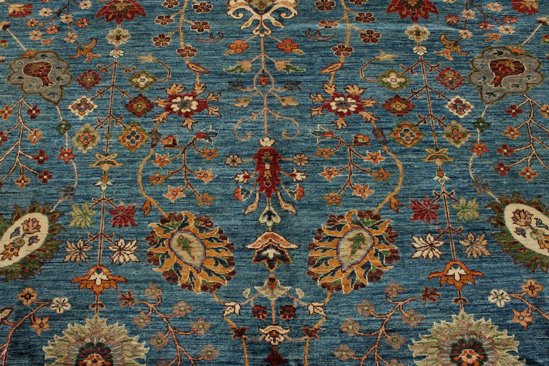 8x10 Light Blue and Multicolor Turkish Tribal Rug