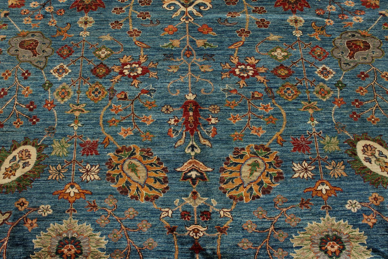 8x10 Light Blue and Multicolor Turkish Tribal Rug