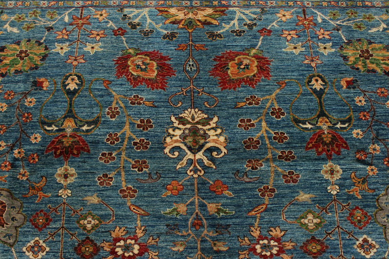 8x10 Light Blue and Multicolor Turkish Tribal Rug