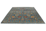 8x10 Light Blue and Multicolor Turkish Tribal Rug