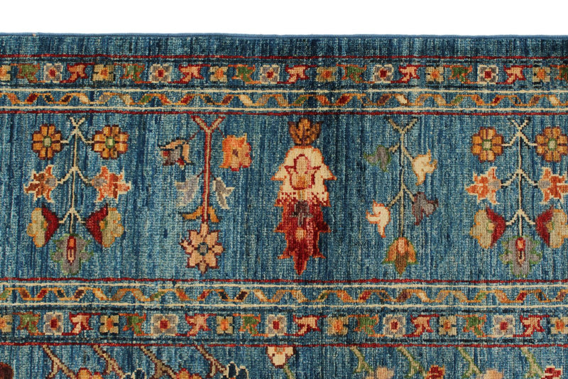 8x10 Light Blue and Multicolor Turkish Tribal Rug