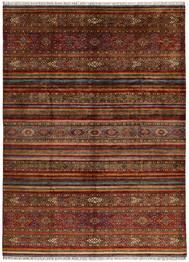 9x12 Multicolor and Red Tribal Rug