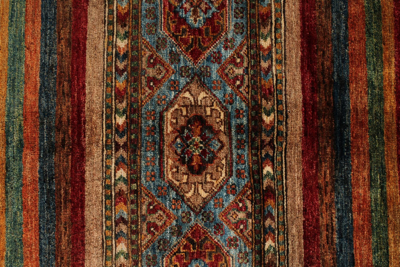 9x12 Multicolor and Red Tribal Rug