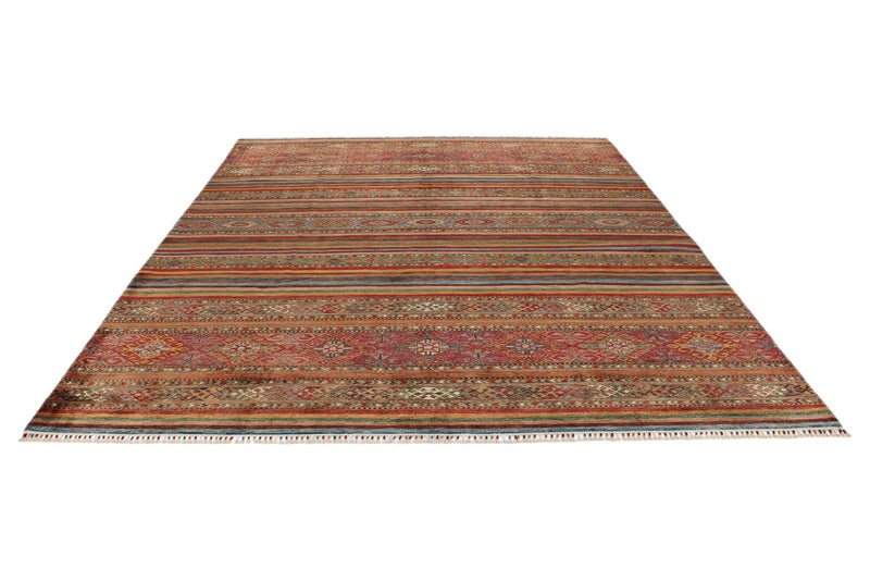 9x12 Multicolor and Red Tribal Rug