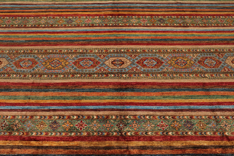 9x12 Multicolor and Red Tribal Rug