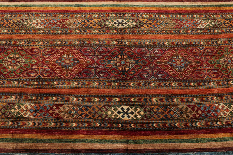 9x12 Multicolor and Red Tribal Rug