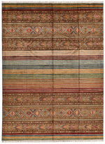 9x12 Brown and Multicolor Tribal Rug