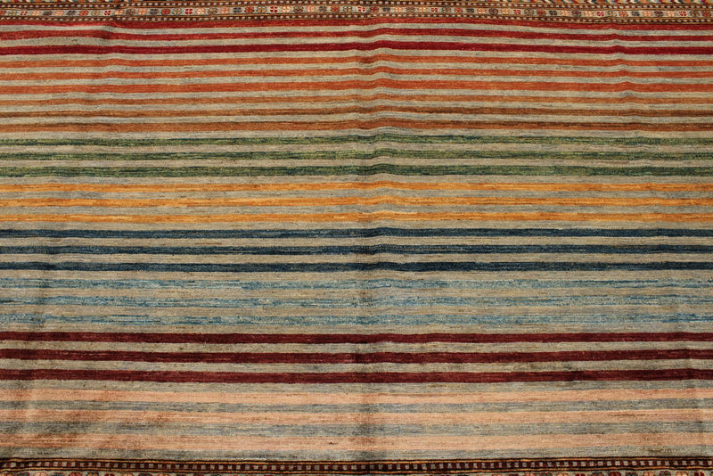 9x12 Brown and Multicolor Tribal Rug