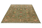 6x8 Green and Multicolor Turkish Tribal Rug