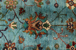 4x6 Light Blue and Multicolor Turkish Tribal Rug