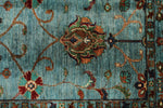 4x6 Light Blue and Multicolor Turkish Tribal Rug