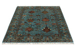 4x6 Light Blue and Multicolor Turkish Tribal Rug