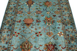 4x6 Light Blue and Multicolor Turkish Tribal Rug