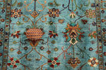 4x6 Light Blue and Multicolor Turkish Tribal Rug