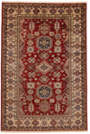 7x10 Red and Ivory Kazak Tribal Rug