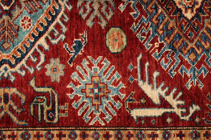 4x6 Red and Ivory Anatolian Traditional Rug