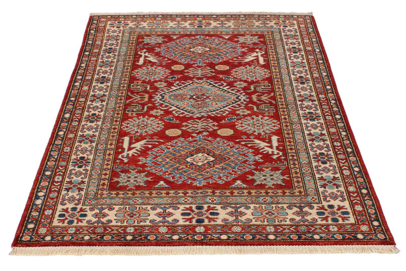 4x6 Red and Ivory Anatolian Traditional Rug