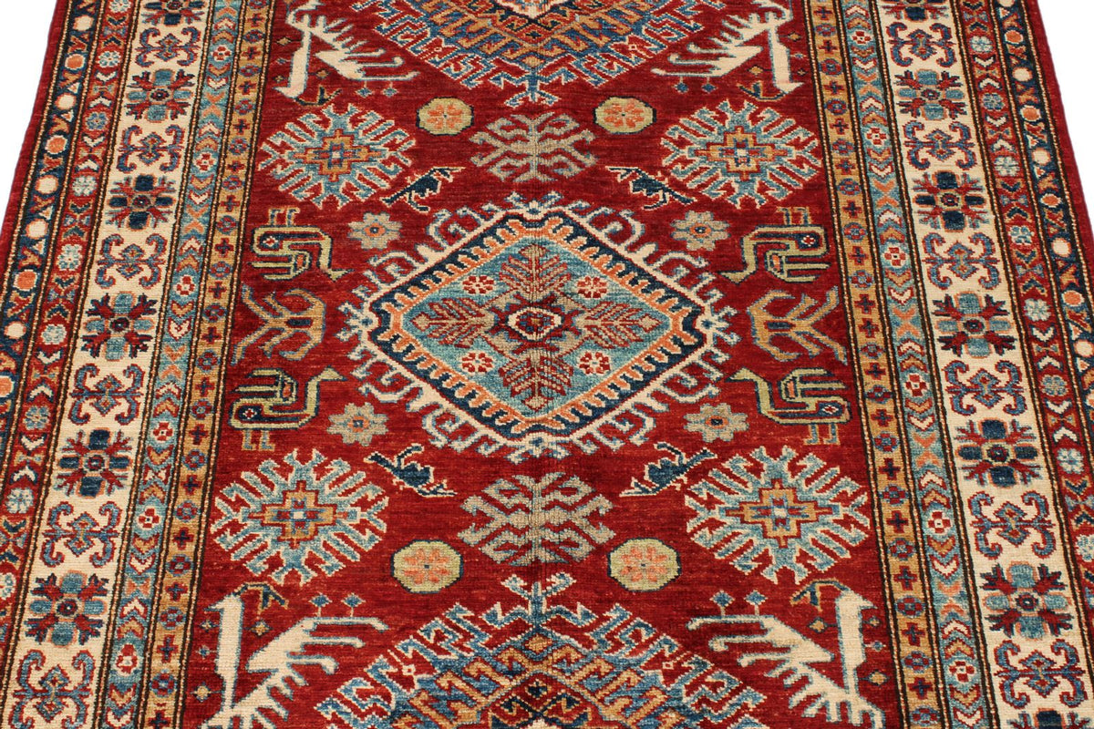 4x6 Red and Ivory Anatolian Traditional Rug
