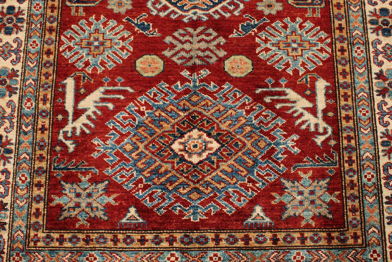 4x6 Red and Ivory Anatolian Traditional Rug