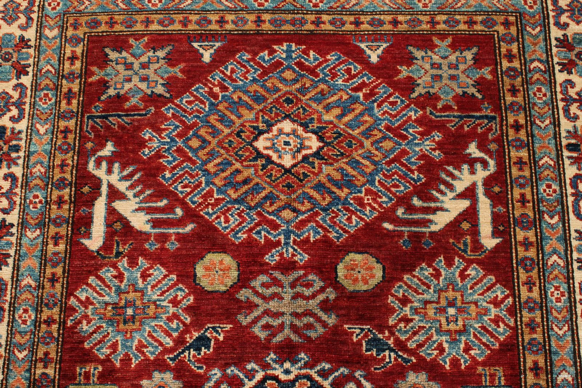4x6 Red and Ivory Anatolian Traditional Rug